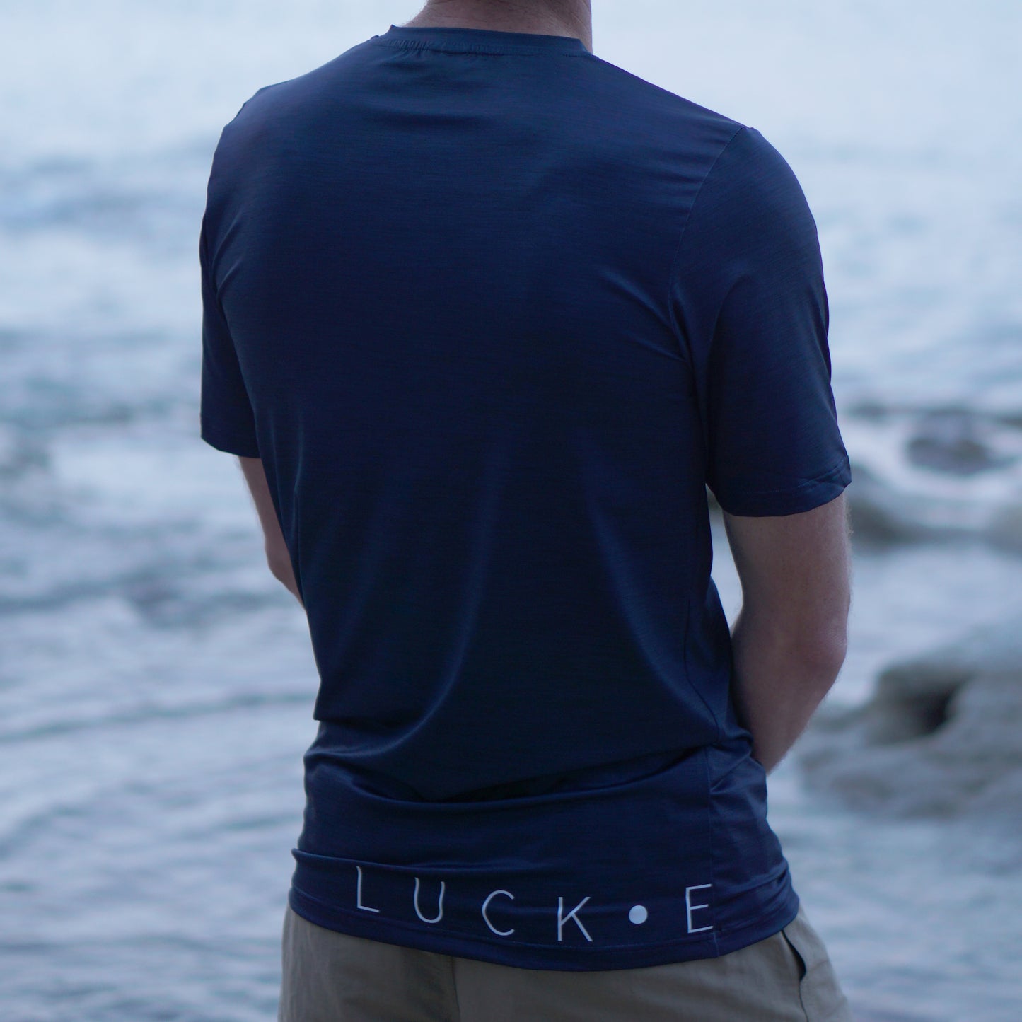 Deep Blue | Short Sleeve Tech Tee | Made From 92% Recycled Ground Coffee Polyester | Male/Unisex LUCK•E