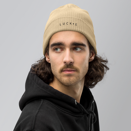 LUCKE Ribbed Beanie | 100% organic cotton | Sand LUCK•E