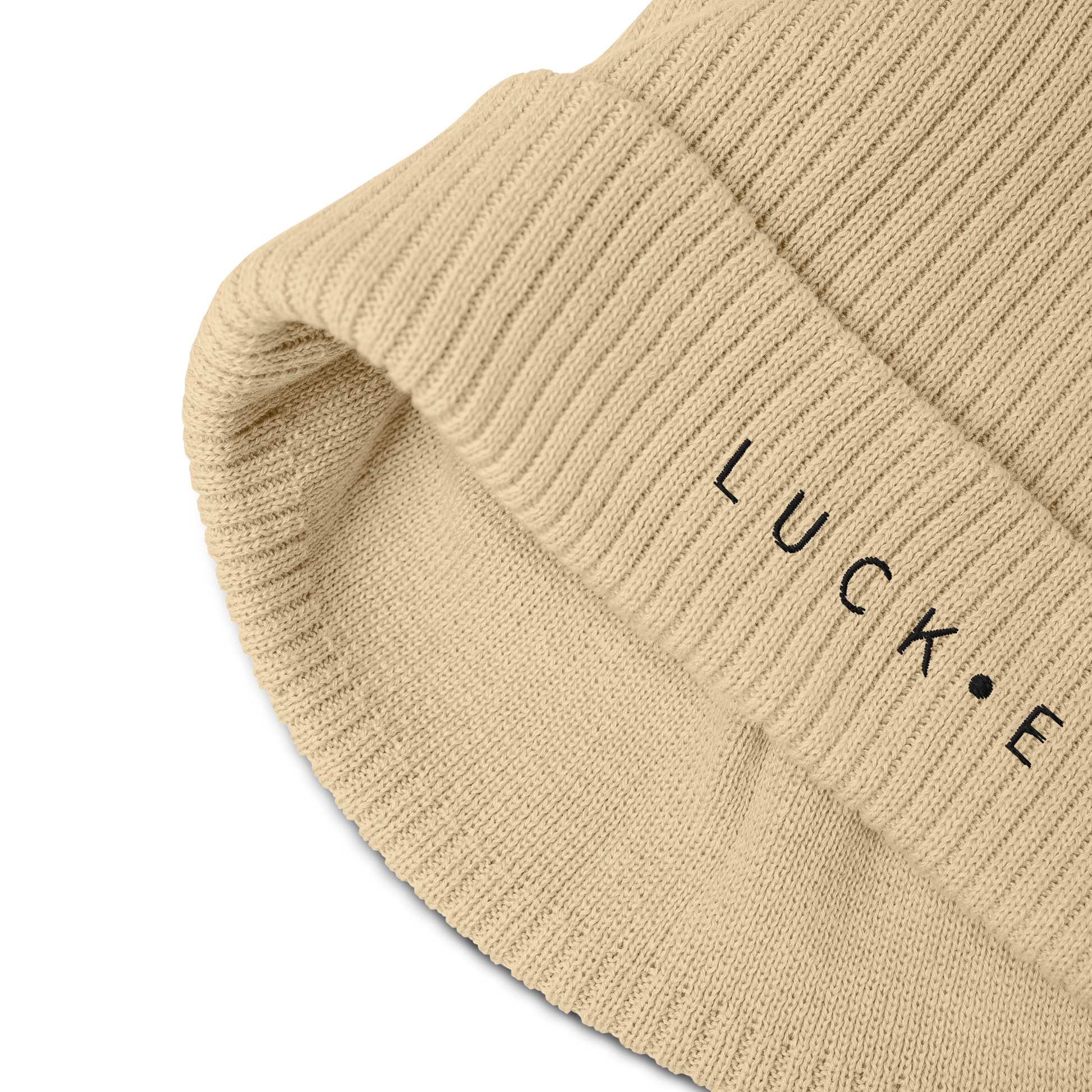 LUCKE Ribbed Beanie | 100% organic cotton | Sand LUCK•E